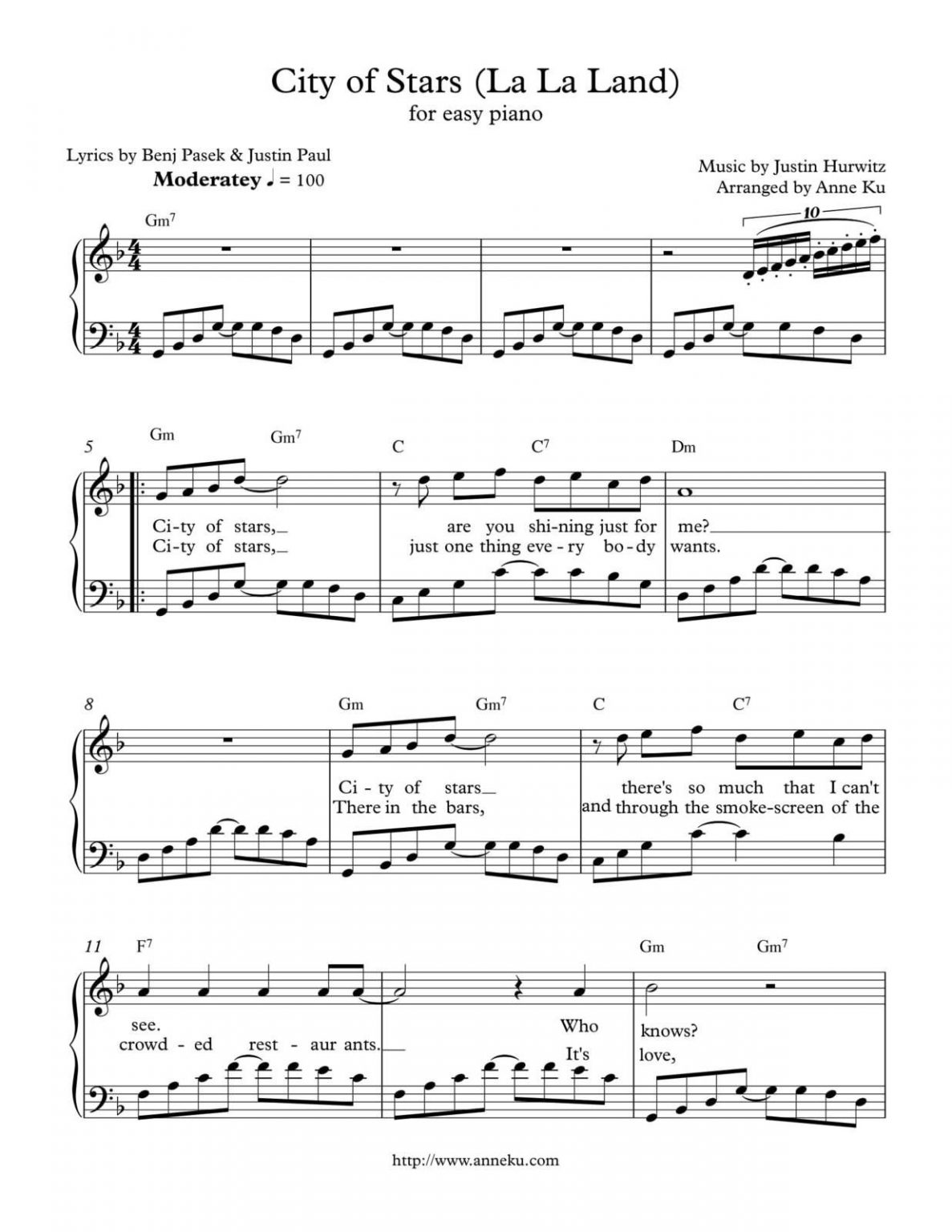 Partitura La La Land City of Stars para Piano Partituras Online